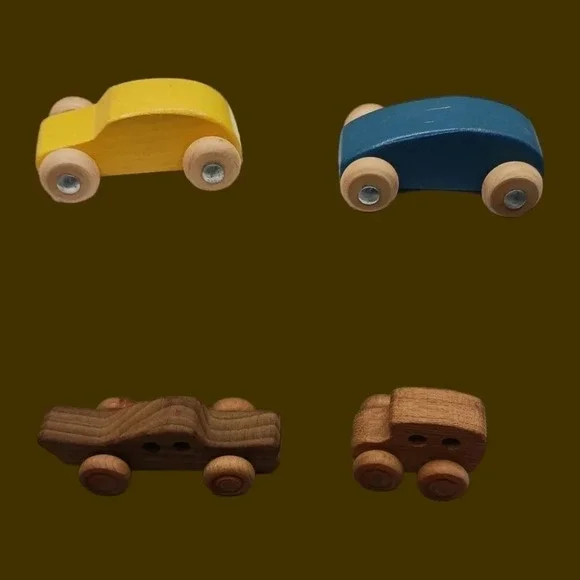 Vintage wooden handcraftes cars lot of 4 - Picture 2 of 5